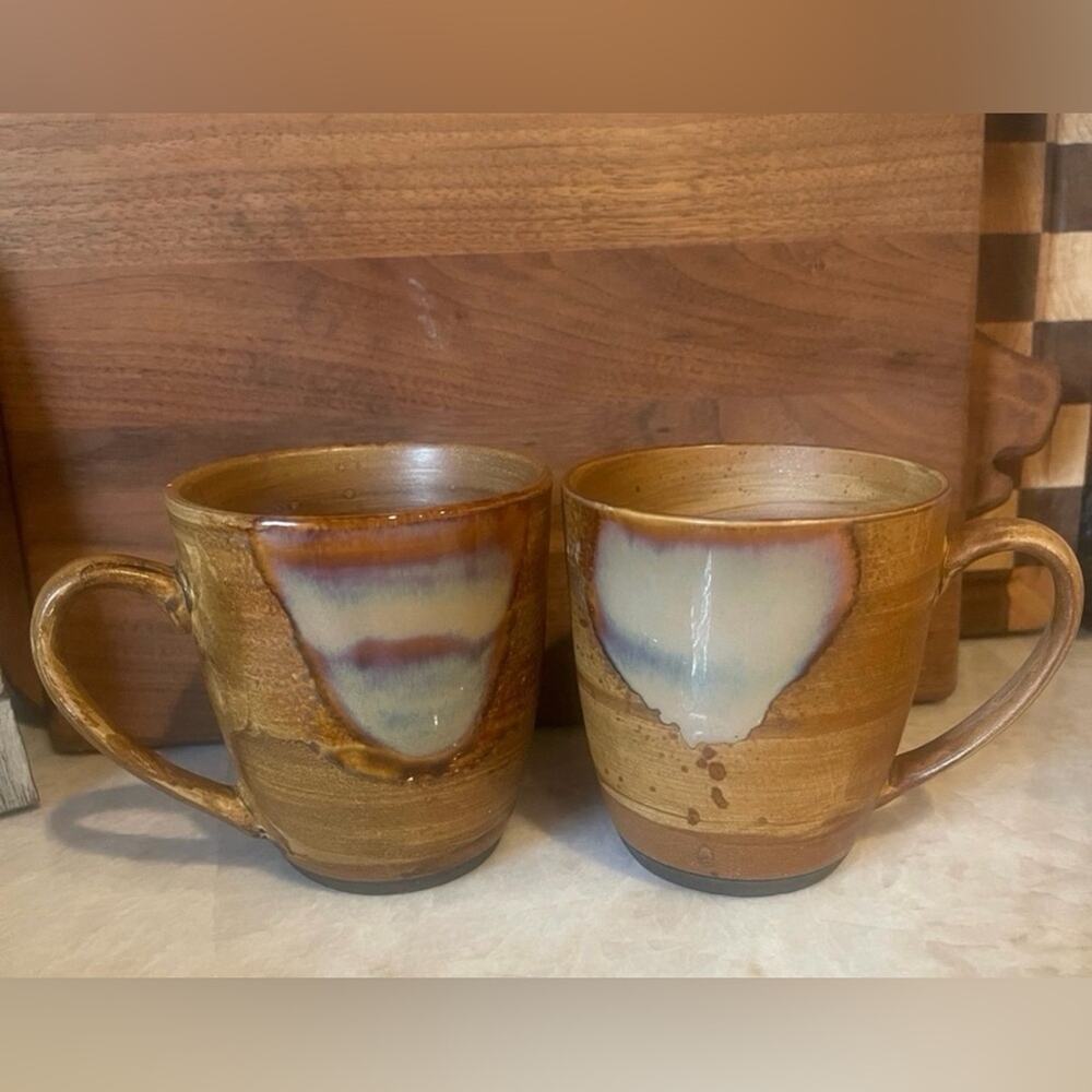 Vintage Sango brown with glaze Ceramic Mugs set of two